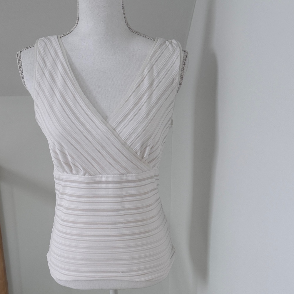 White House Black Market Striped White Tank Top